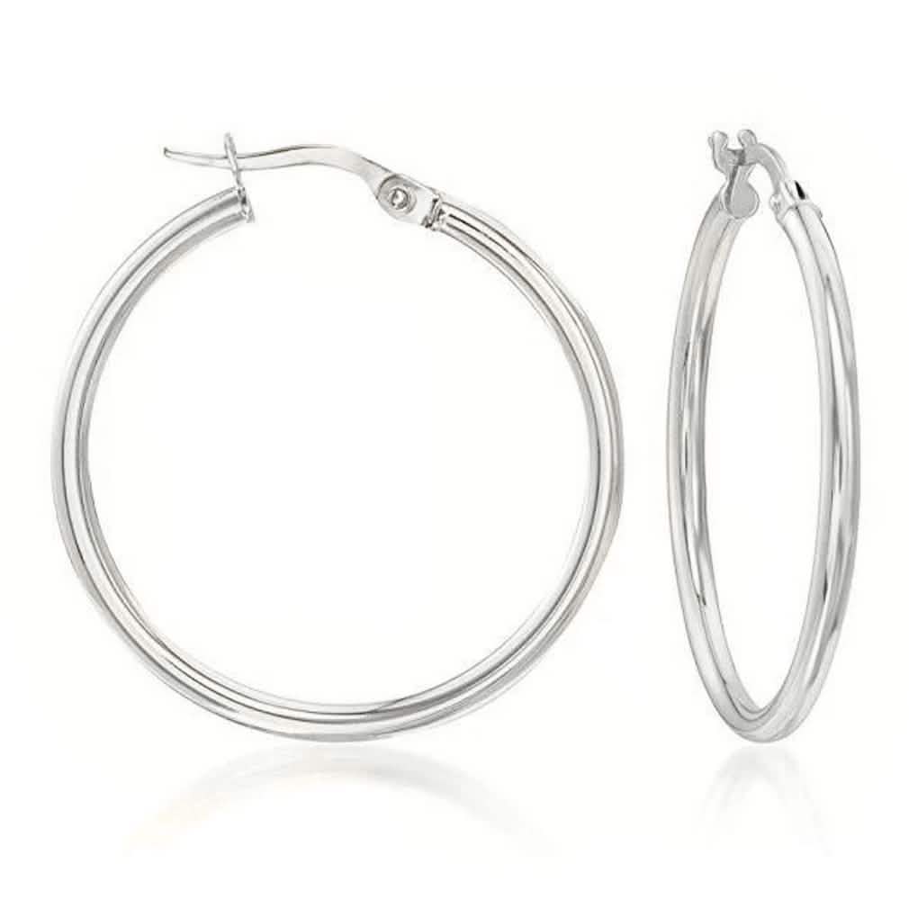 Solid Sterling Silver Plain French Lock Hoops