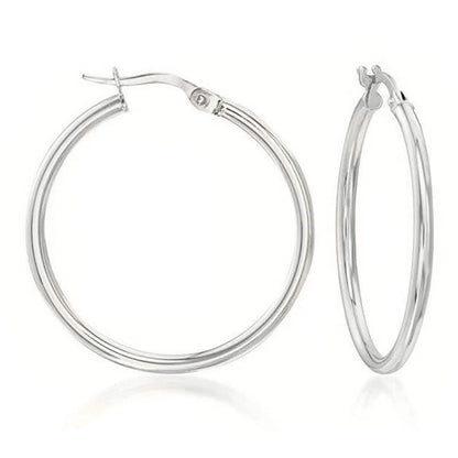 Solid Sterling Silver Plain French Lock Hoops