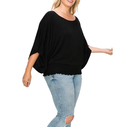 Solid Top Featuring Flattering Wide Sleeves