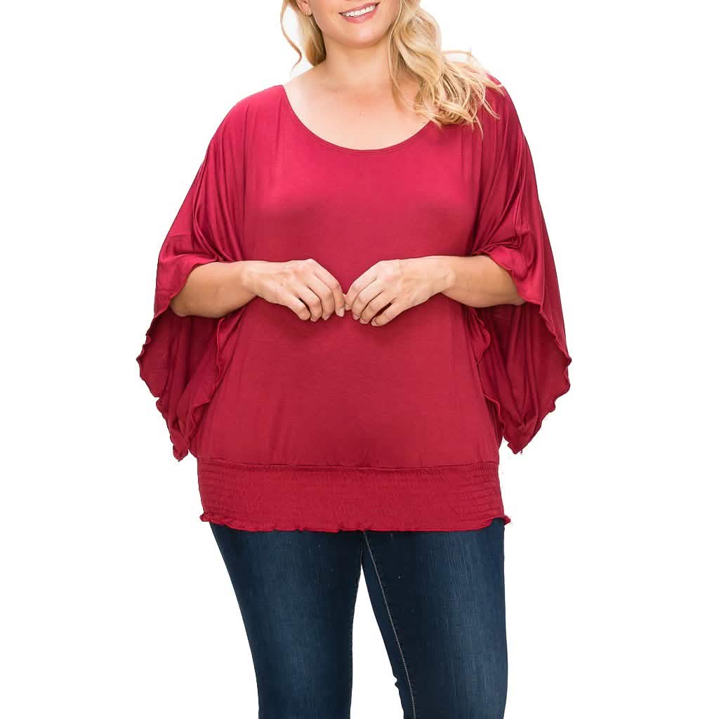 Solid Top Featuring Flattering Wide Sleeves