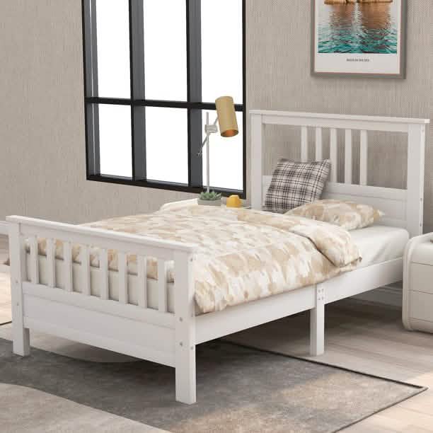 Solid Wood Platform Bed and Kids Room Headboard