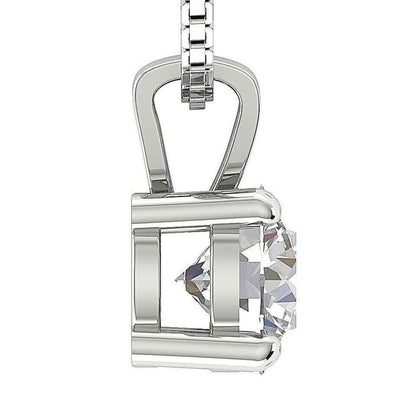 Solitaire Pendant I2 H 1.03 Ct Round Cut Diamond Four Prong Set 14K White Gold