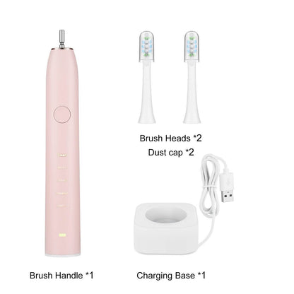 Sonic Electric Toothbrush For Adults Magnetic Charging Waterproof IPX7 Replacement Heads Set