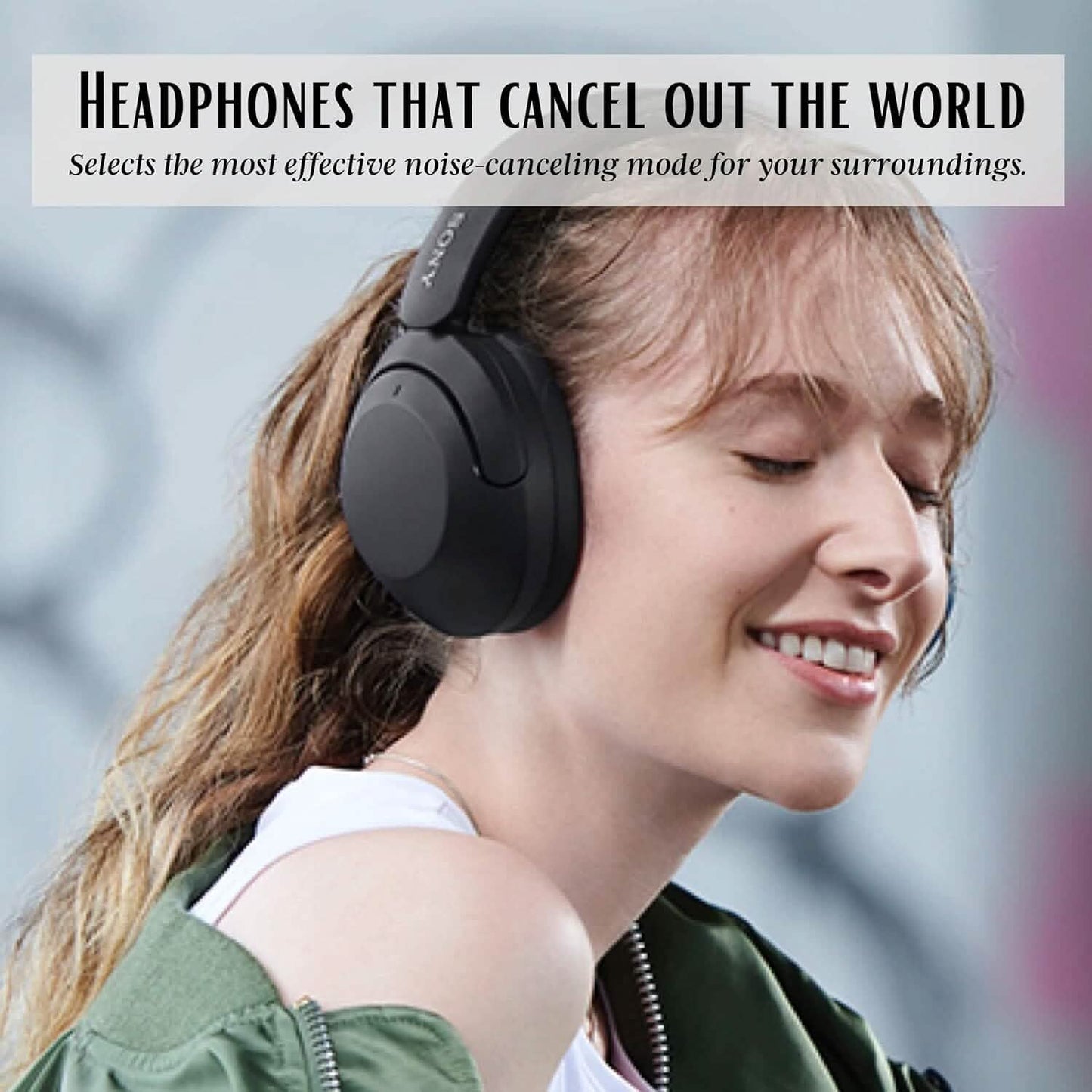 Sony Wireless Noise Cancelling Headphones WH-XB910N Bluetooth Headset + NeeGo 3.5mm Extension (Refurbished)
