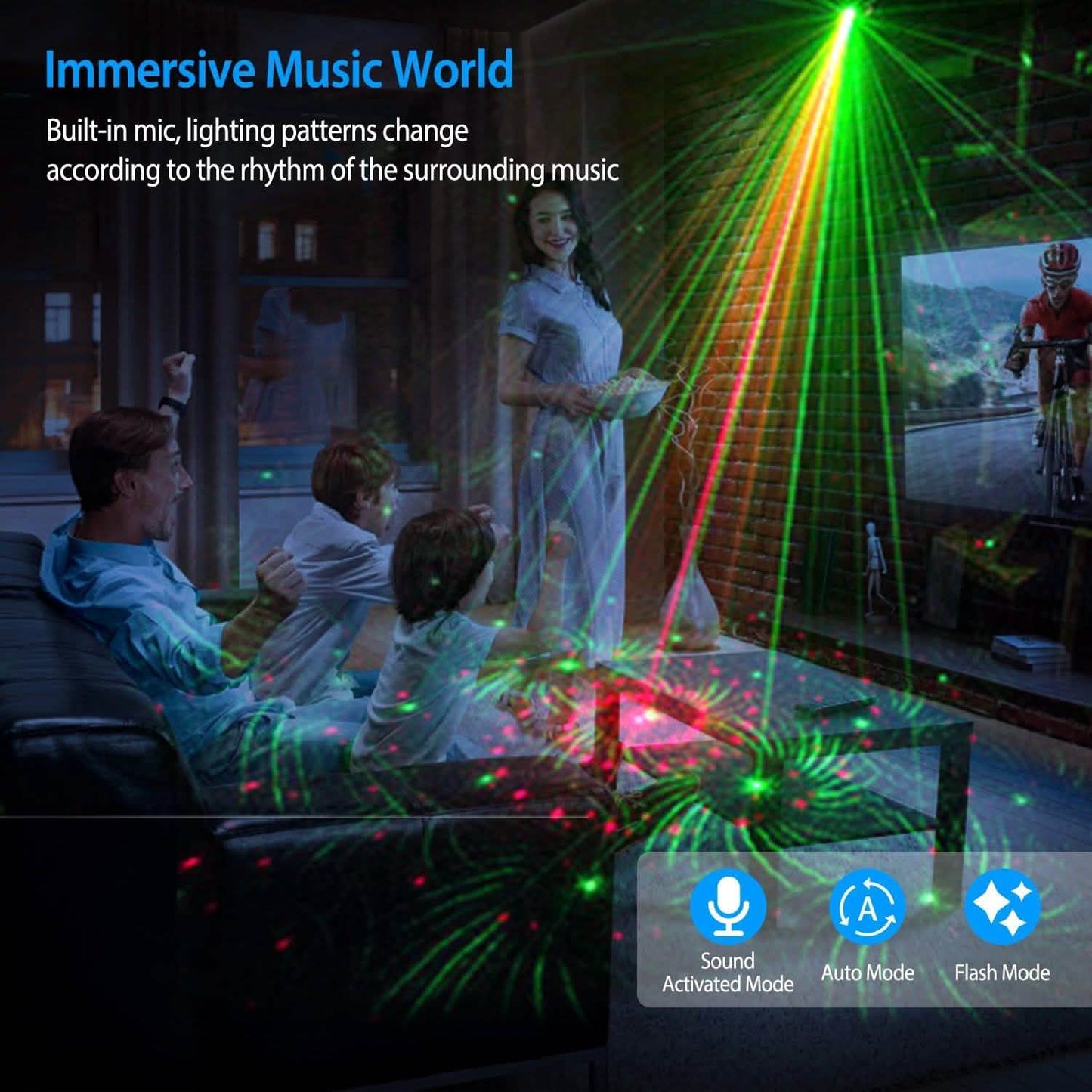 Sound Activated LED Projected Laser Patterns