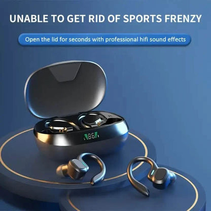 SP16 Wireless Earbuds Headphones with Microphone, Sports Earhook and LED Display Charging Case