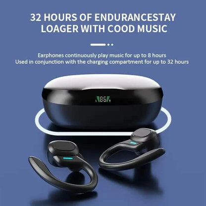 SP16 Wireless Earbuds Headphones with Microphone, Sports Earhook and LED Display Charging Case