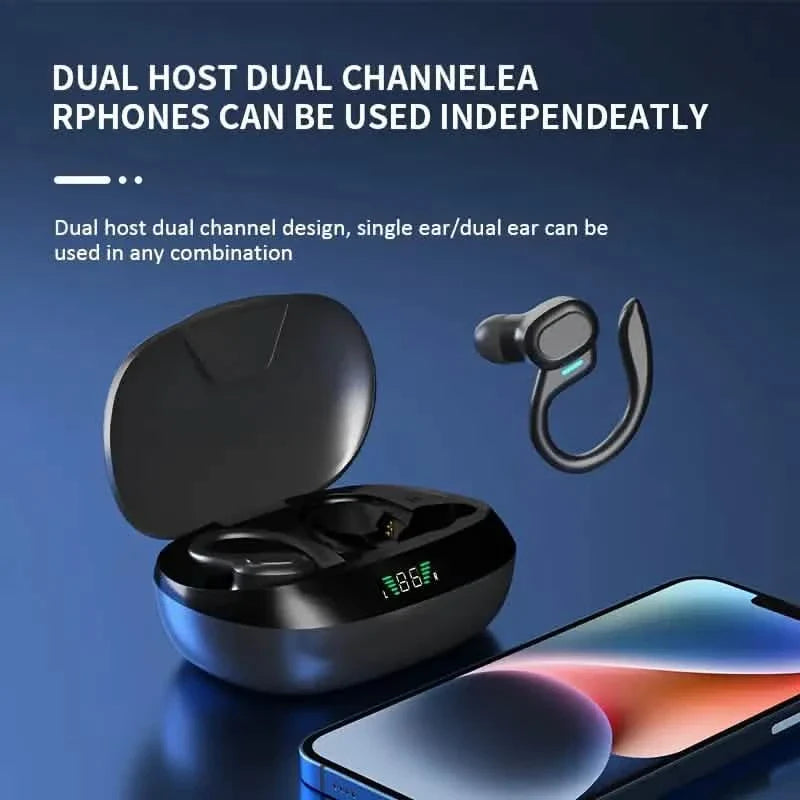 SP16 Wireless Earbuds Headphones with Microphone, Sports Earhook and LED Display Charging Case