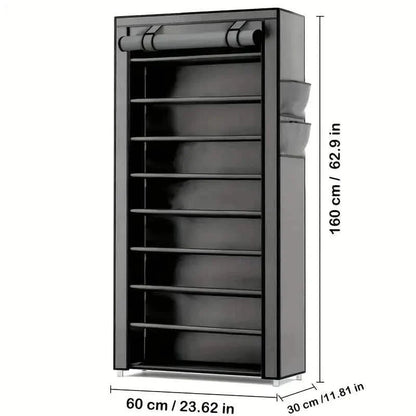 Spacious 9-Grid Non-Woven Fabric Alloy Structure Wardrobe with Dust Cover