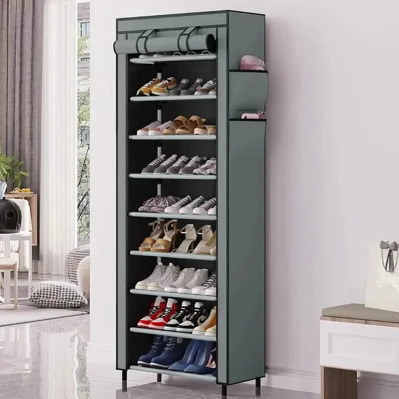 Spacious 9-Grid Non-Woven Fabric Alloy Structure Wardrobe with Dust Cover
