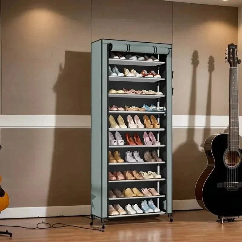 Spacious 9-Grid Non-Woven Fabric Alloy Structure Wardrobe with Dust Cover