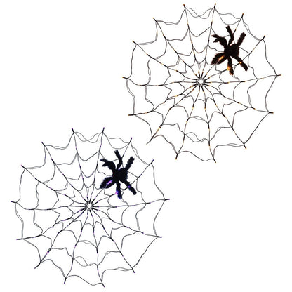 Spider Web Light with Hairy Spider 70LED Battery Powered Remote Control 8 Lighting Modes