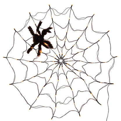Spider Web Light with Hairy Spider 70LED Battery Powered Remote Control 8 Lighting Modes