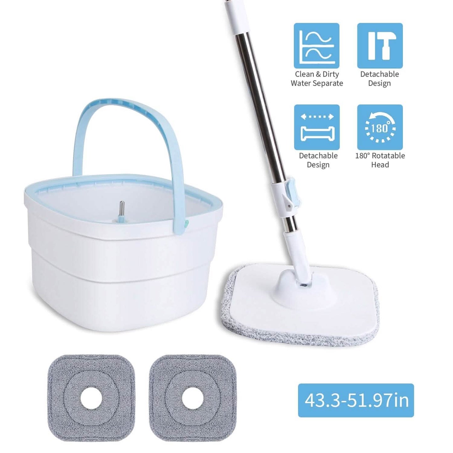 Spin Mop and Bucket with Wringer Set