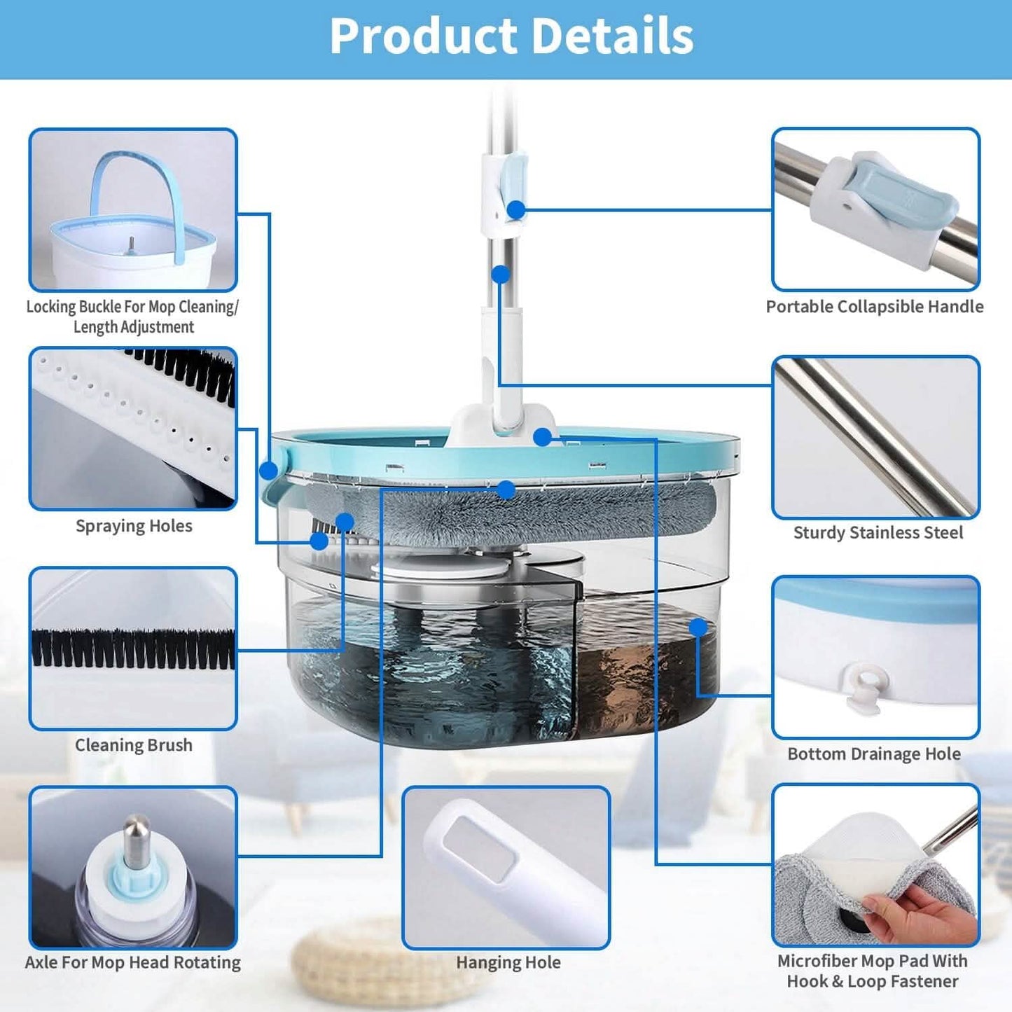 Spin Mop and Bucket with Wringer Set