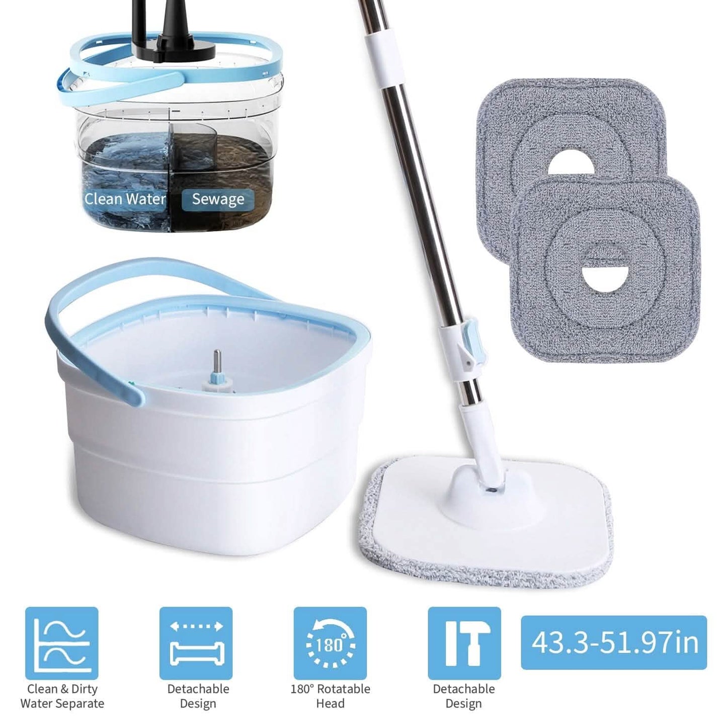 Spin Mop and Bucket with Wringer Set