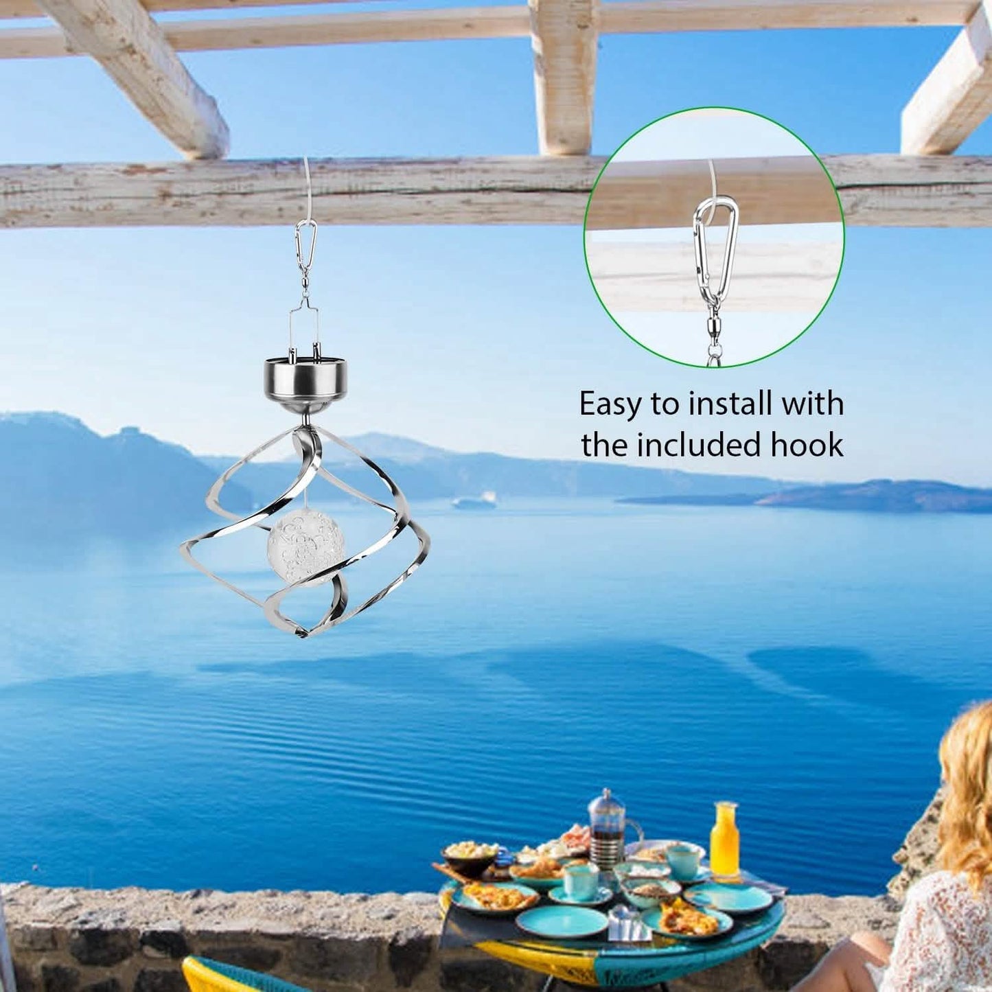 Spiral Spinner Solar Lights Wind Chime LED