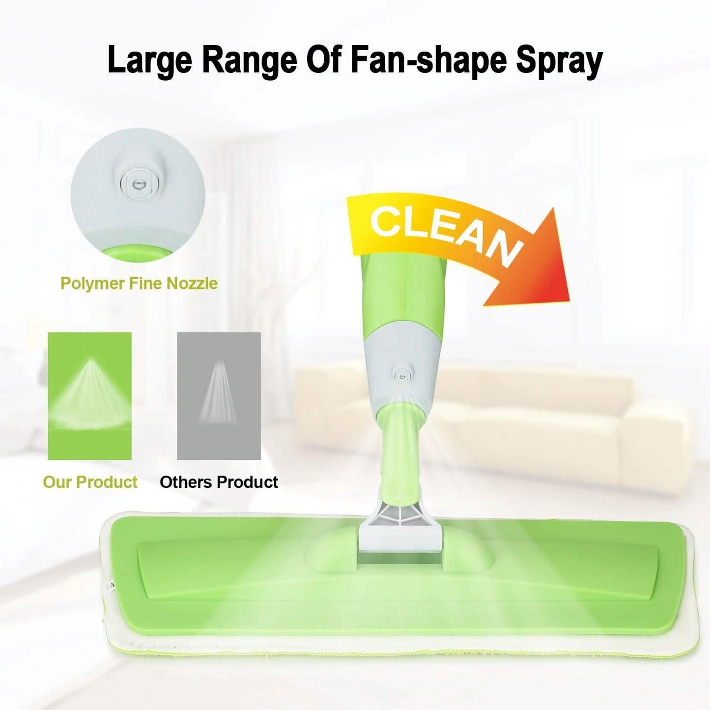 Spray Mop 360° Rotating Head Floor Cleaner 600Ml Bottle Fiber Sweeper Flat Mop