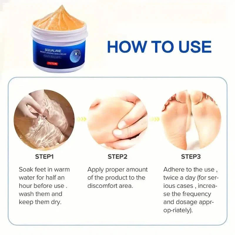 Squalane Moisturizing Skin Cream for Dry, Cracked Feet and Hands
