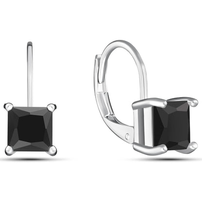 Square Cut Gemstone Leverback Earrings