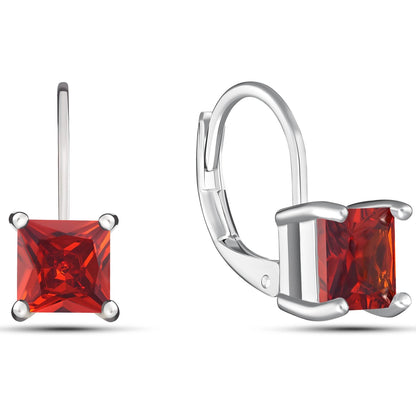 Square Cut Gemstone Leverback Earrings