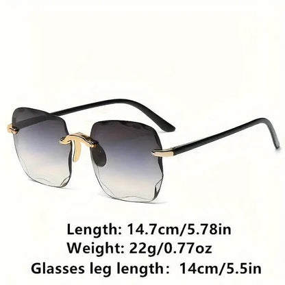 Square Rimless Summer Gradient Sun Shade Glasses