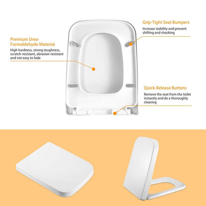 Square Toilet Seat with Grip-Tight Seat Bumpers