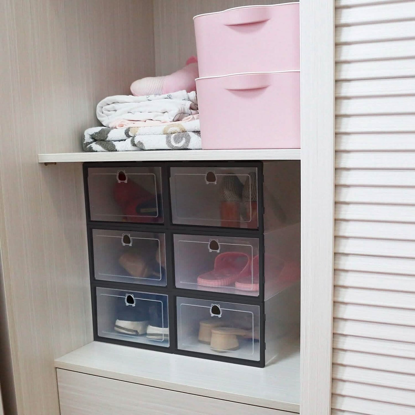 Stackable Shoe Storage Bin Transparent Dustproof