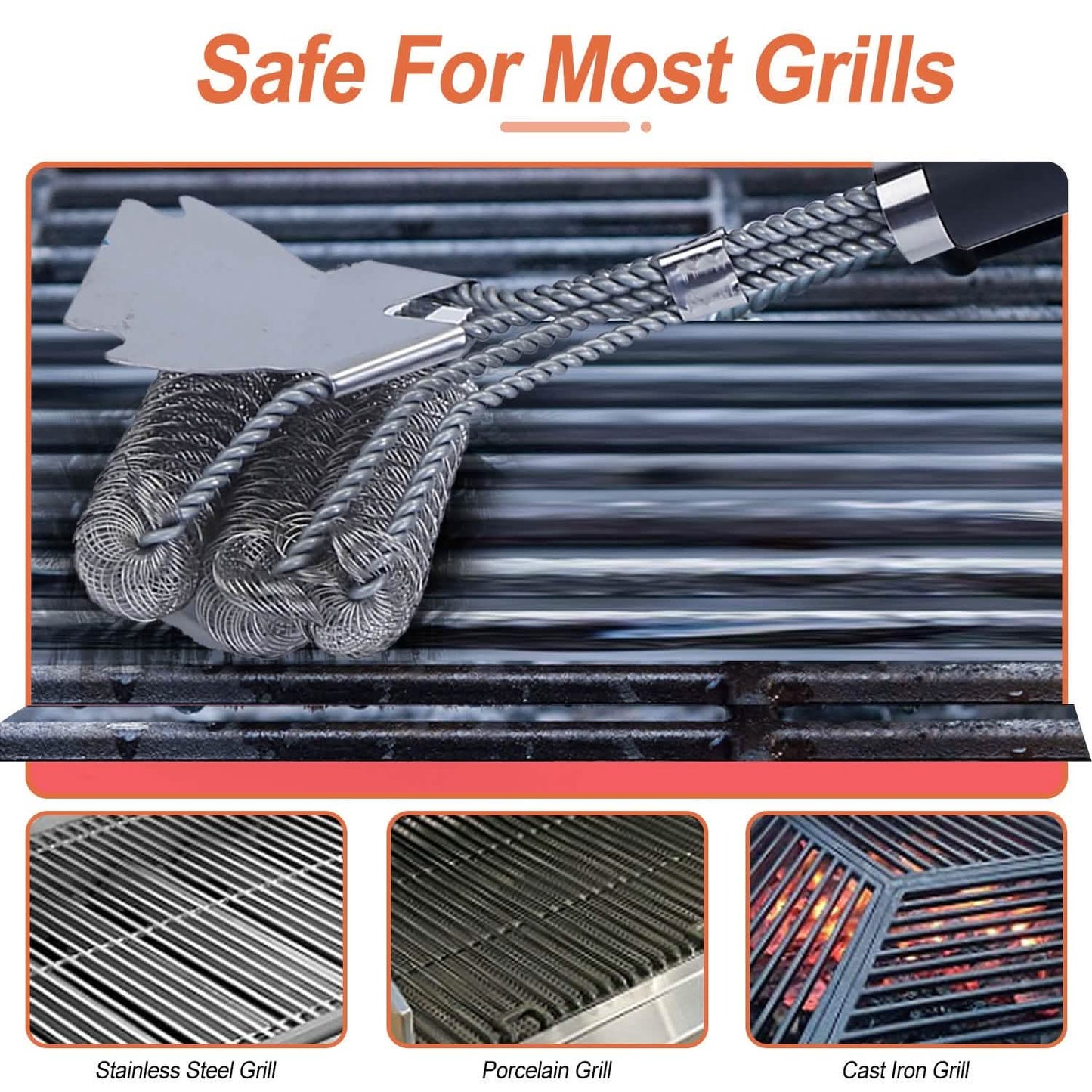 Stainless Steel BBQ Grill Cleaning Brush
