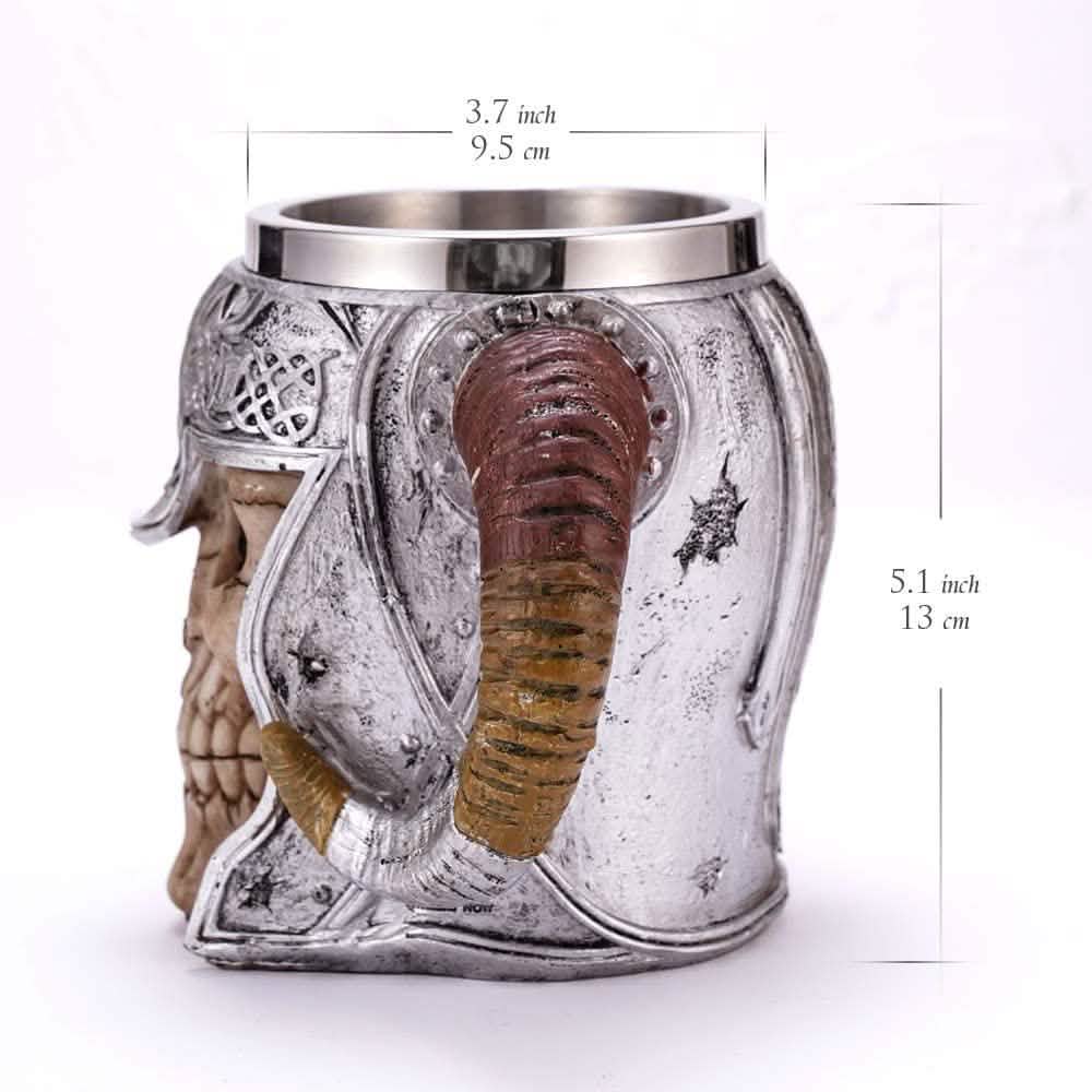 Stainless Steel Double Handle Horn Skull Beer Cup