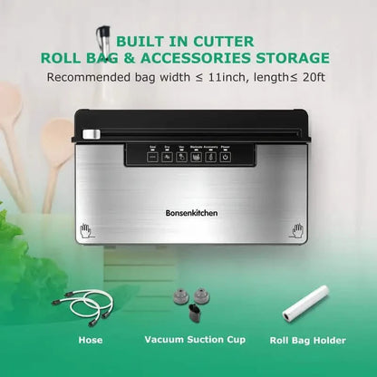 Stainless Steel Food Vacuum Sealer with Built-in Cutter