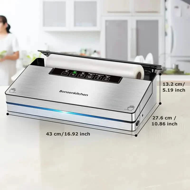 Stainless Steel Food Vacuum Sealer with Built-in Cutter