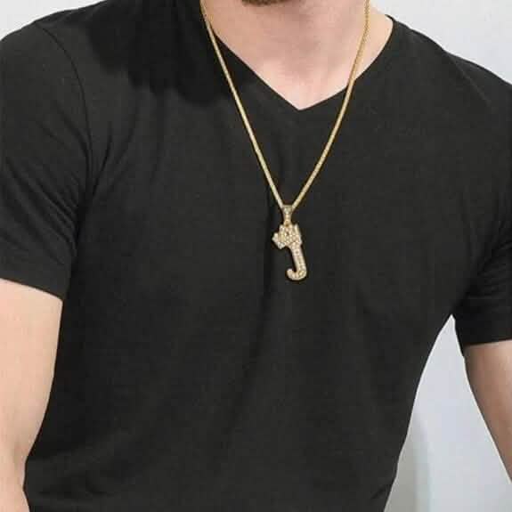 Stainless Steel Gold Overlay Hip Hop Crown A-Z Letters Necklace for Men and Women