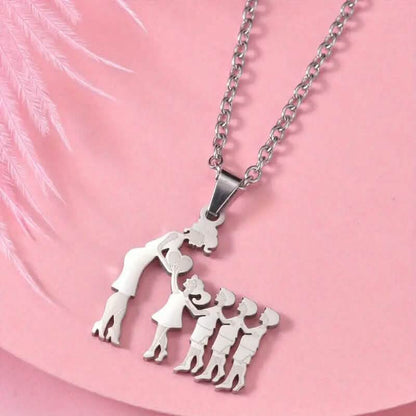 Stainless Steel Heartfelt Mother-Daughter-Son Necklace