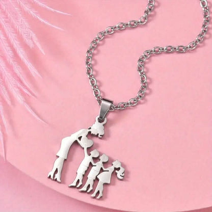 Stainless Steel Heartfelt Mother-Daughter-Son Necklace