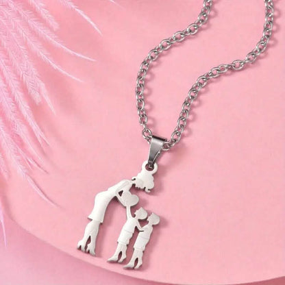 Stainless Steel Heartfelt Mother-Daughter-Son Necklace