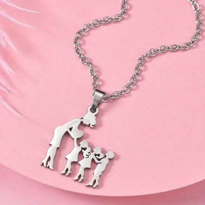 Stainless Steel Heartfelt Mother-Daughter-Son Necklace