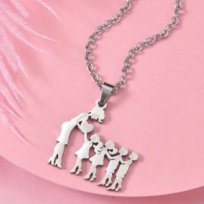 Stainless Steel Heartfelt Mother-Daughter-Son Necklace