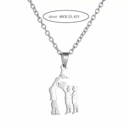 Stainless Steel Heartfelt Mother-Daughter-Son Necklace
