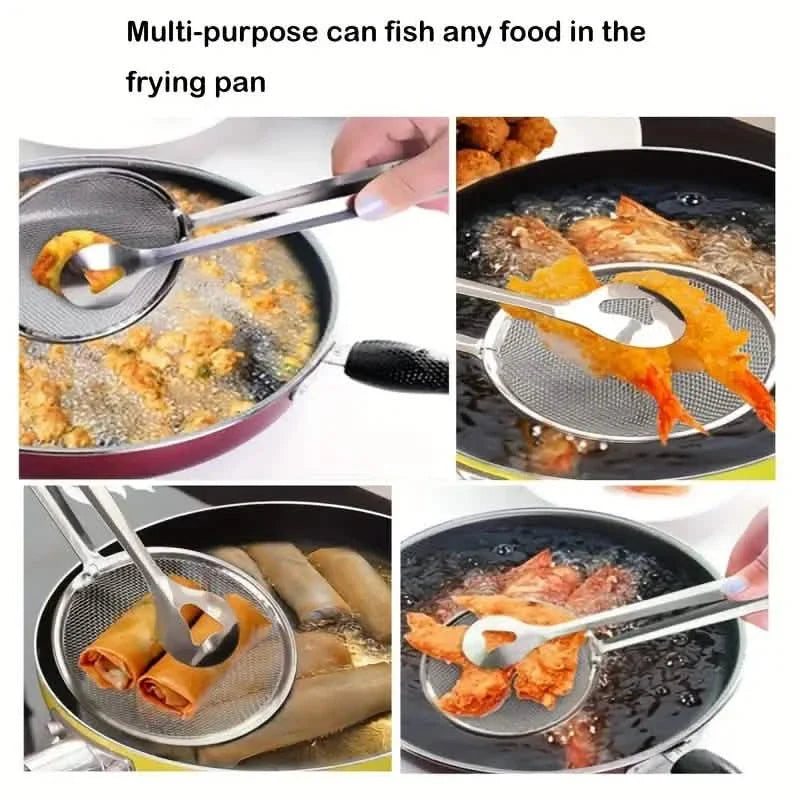 Stainless Steel Kitchen Strainer Tongs - High-Temperature Resistant