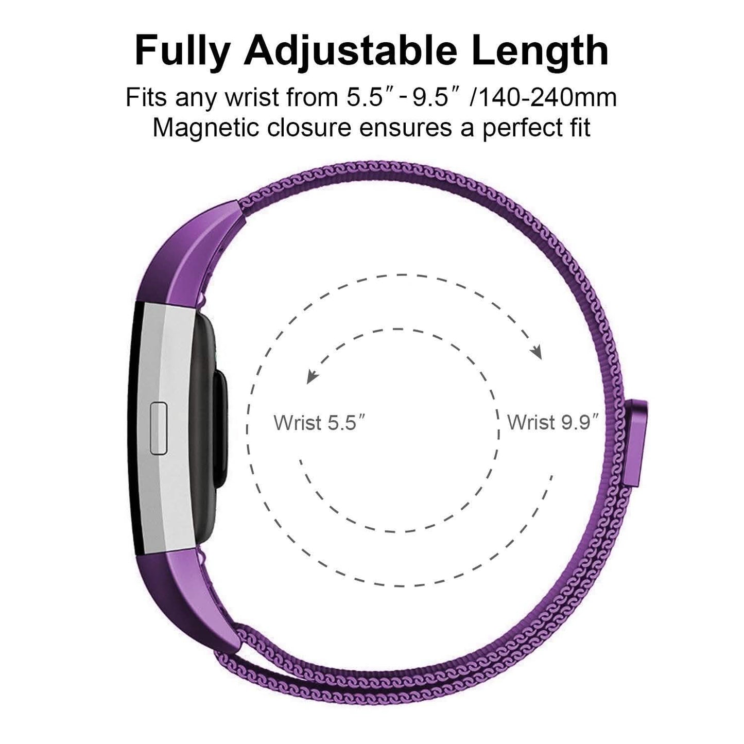 Stainless Steel Mesh Milanese Loop Band for Fitbit Charge 2