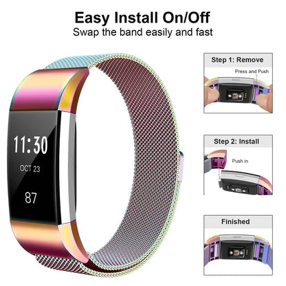 Stainless Steel Mesh Milanese Loop Band for Fitbit Charge 2
