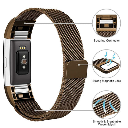 Stainless Steel Mesh Milanese Loop Band for Fitbit Charge 2