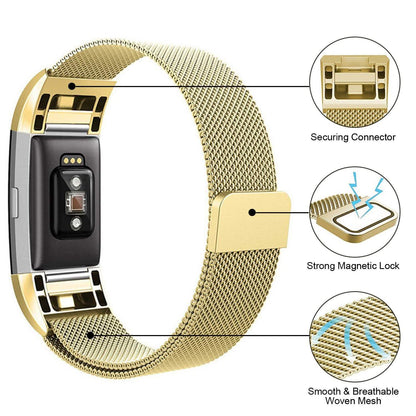 Stainless Steel Mesh Milanese Loop Band for Fitbit Charge 2
