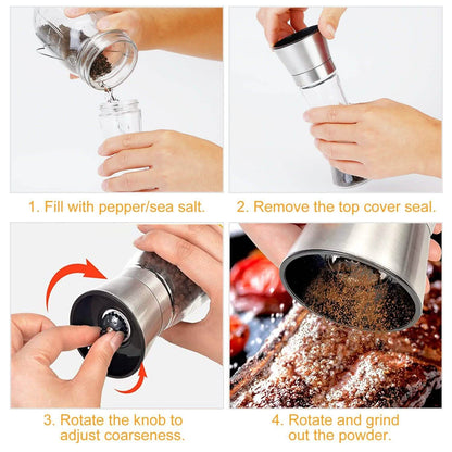 Stainless Steel Salt Pepper Grinder with Adjustable Coarseness