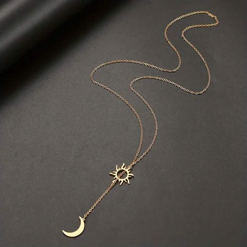 Stainless Steel Sun Totem and Moon Necklace