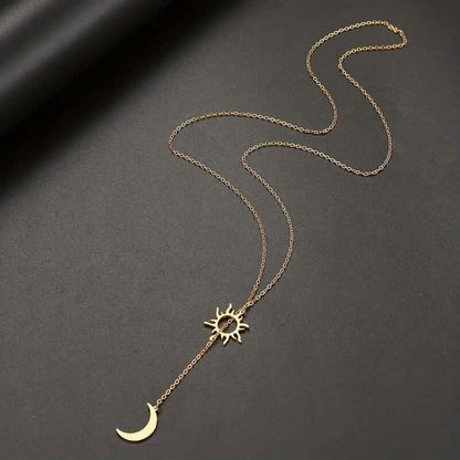 Stainless Steel Sun Totem and Moon Necklace
