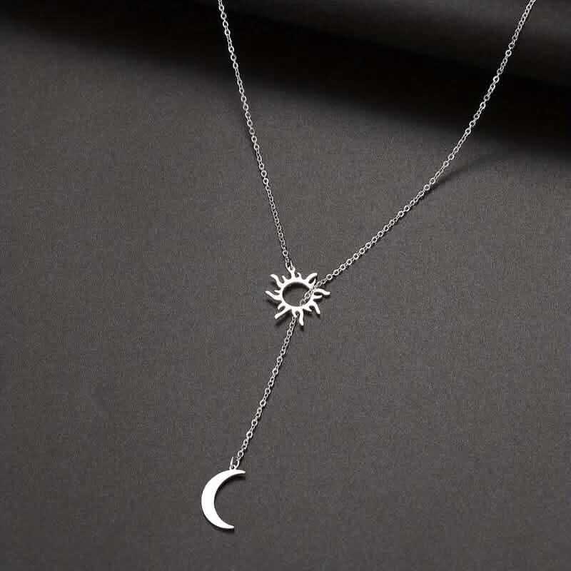 Stainless Steel Sun Totem and Moon Necklace