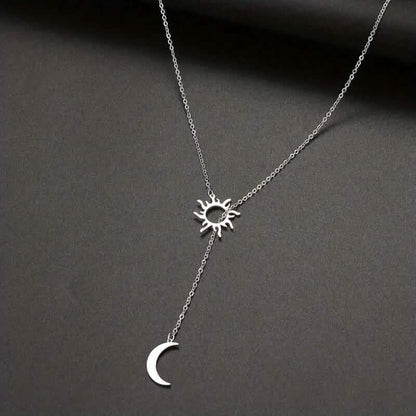 Stainless Steel Sun Totem and Moon Necklace