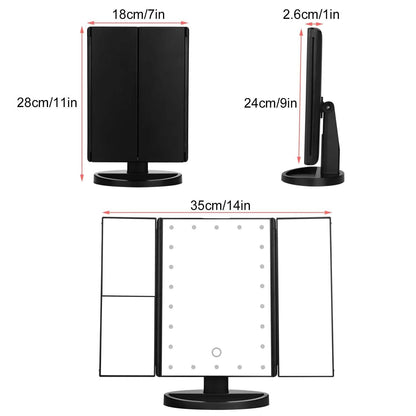Standing Make Up Mirror Vanity USB 21 LED Light 10X 3X 2X 1X Magnification Black